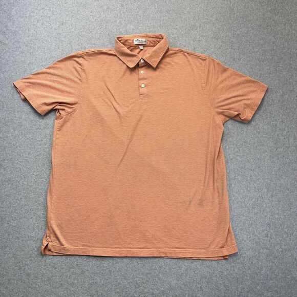 Peter Millar Polo Crown Soft Mens XL Cotton Silk Shirt Salmon Orange Golf READ - Picture 2 of 9
